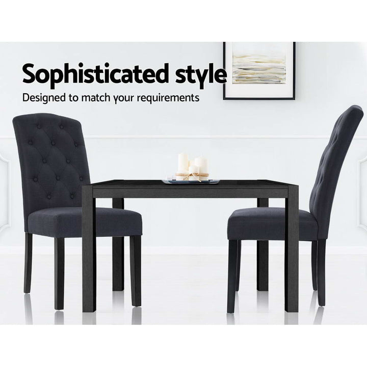 Artiss Fabric Kitchen Dining Chairs Tufted (Set of 2) Dark Grey