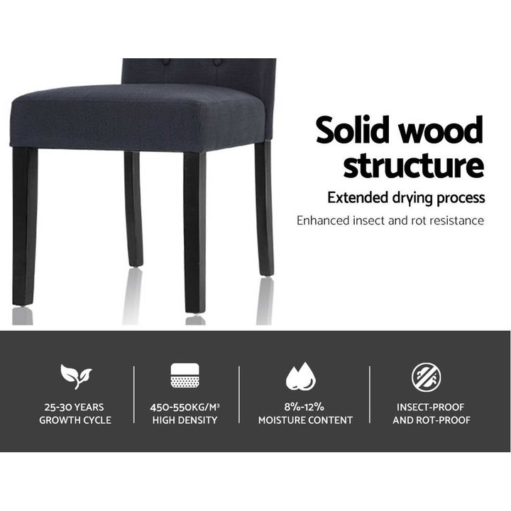 Artiss Fabric Kitchen Dining Chairs Tufted (Set of 2) Dark Grey