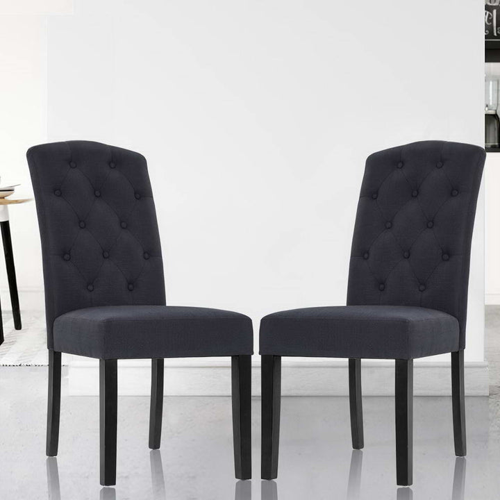 Artiss Fabric Kitchen Dining Chairs Tufted (Set of 2) Dark Grey