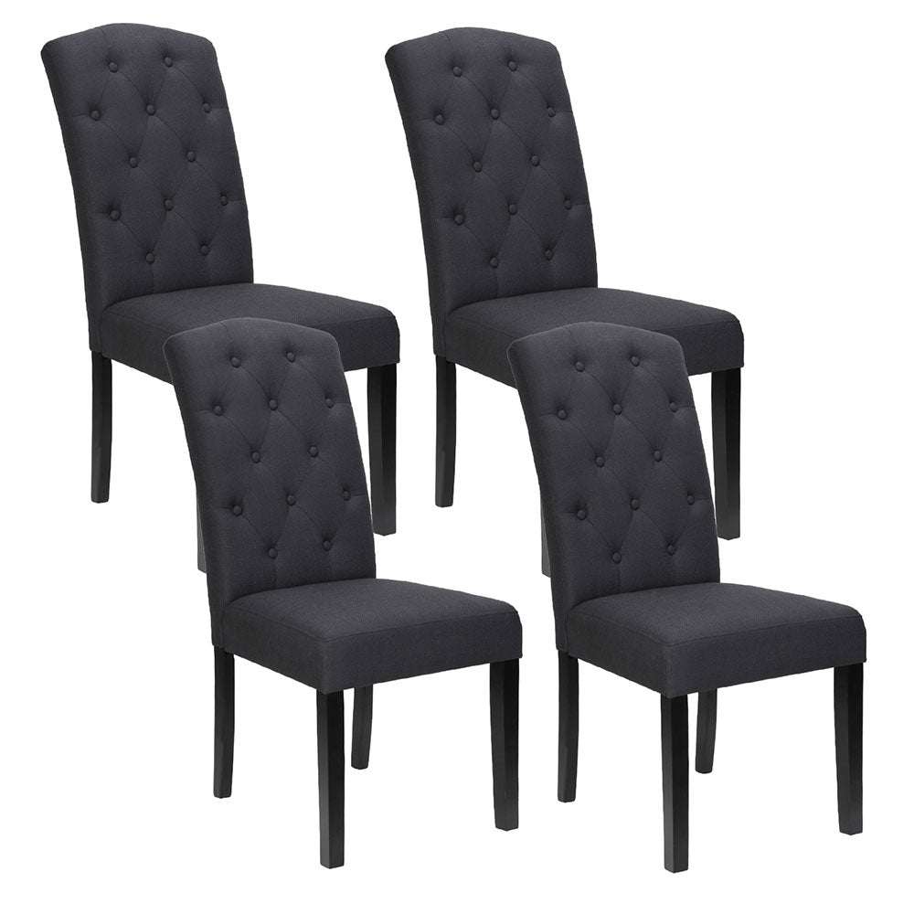 Artiss Fabric Kitchen Dining Chairs Tufted (Set of 4) Dark Grey