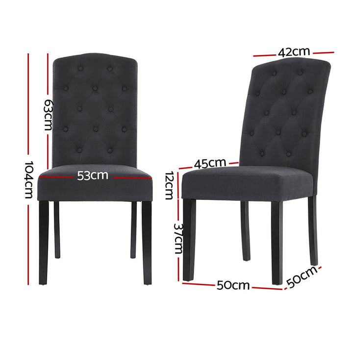 Artiss Fabric Kitchen Dining Chairs Tufted (Set of 4) Dark Grey