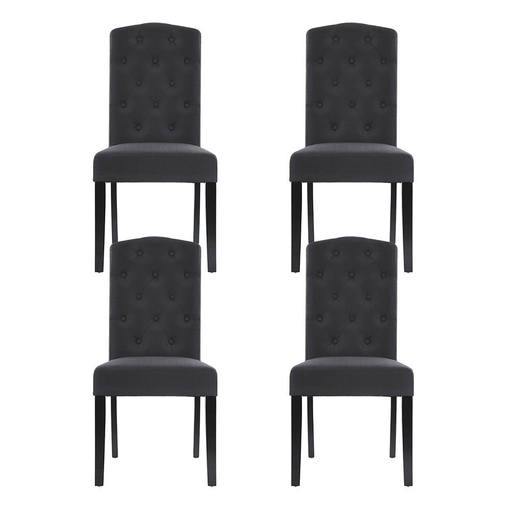 Artiss Fabric Kitchen Dining Chairs Tufted (Set of 4) Dark Grey