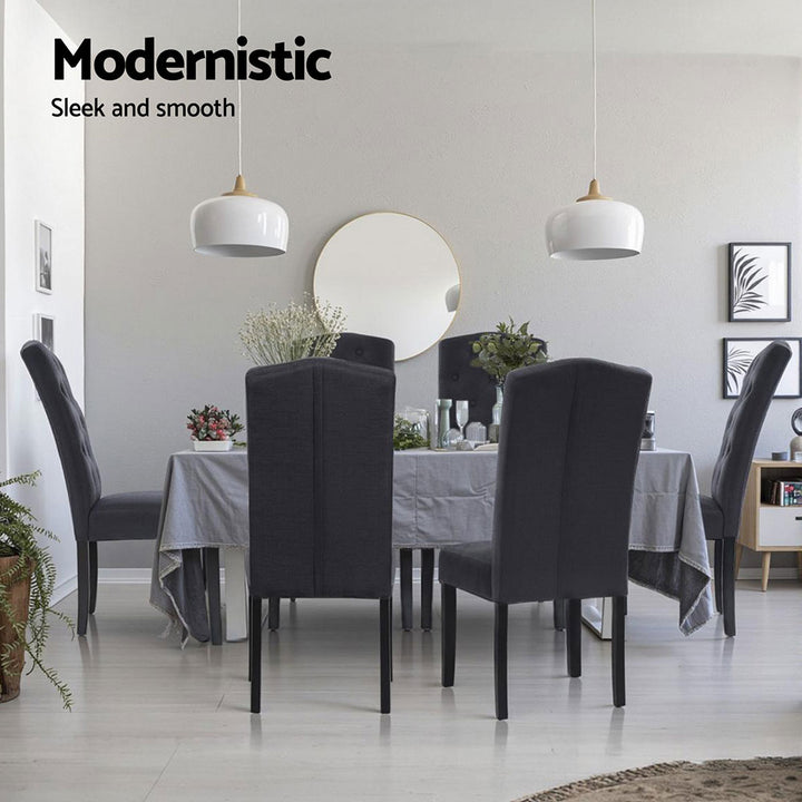 Artiss Fabric Kitchen Dining Chairs Tufted (Set of 4) Dark Grey
