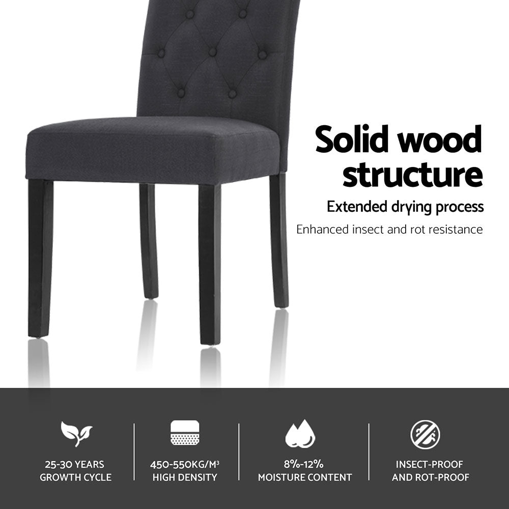 Artiss Fabric Kitchen Dining Chairs Tufted (Set of 4) Dark Grey