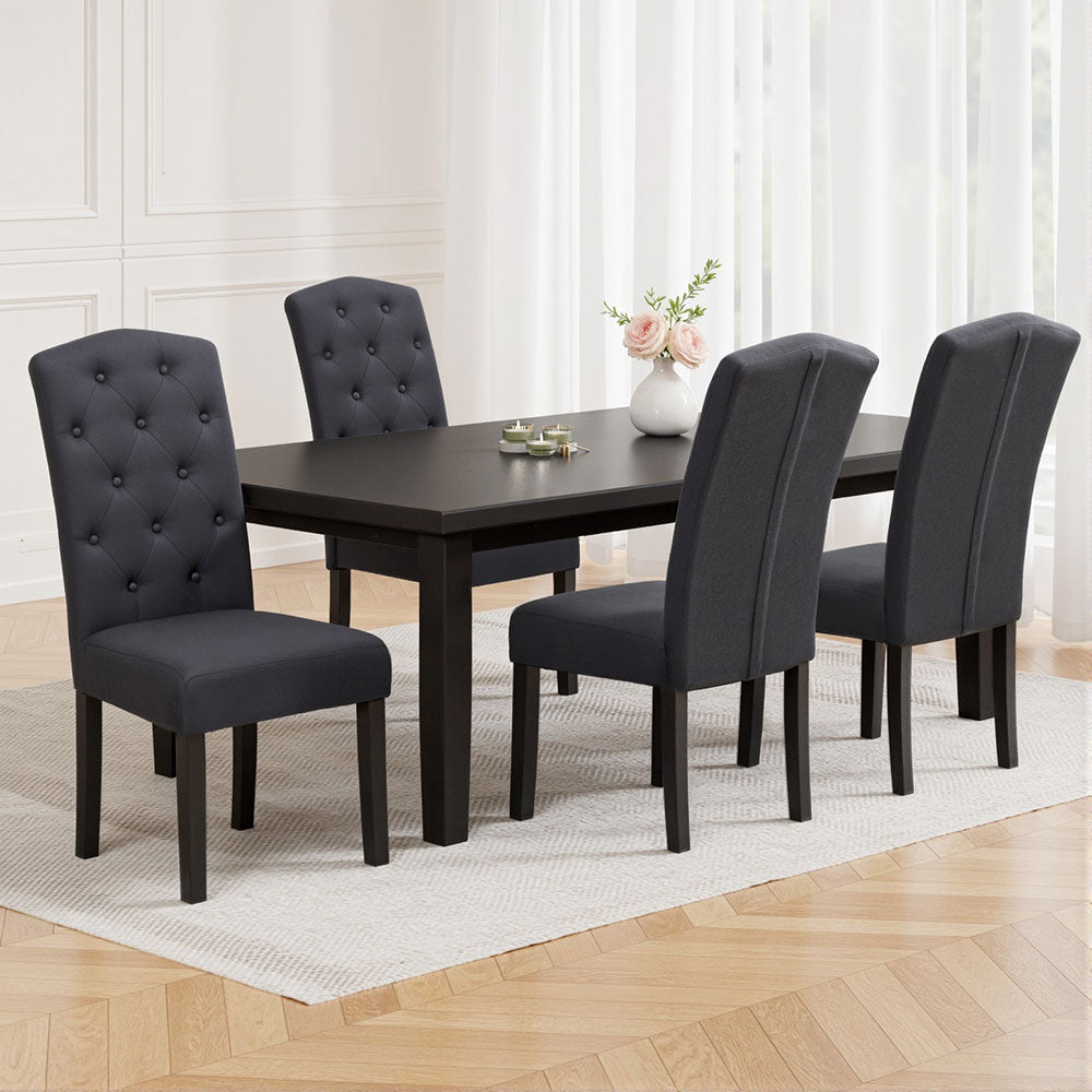 Artiss Fabric Kitchen Dining Chairs Tufted (Set of 4) Dark Grey