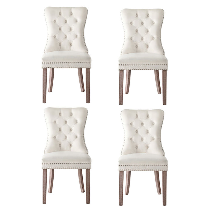 Artiss Velvet Fabric Kitchen Dining Chairs Tufted (Set of 4) Cream