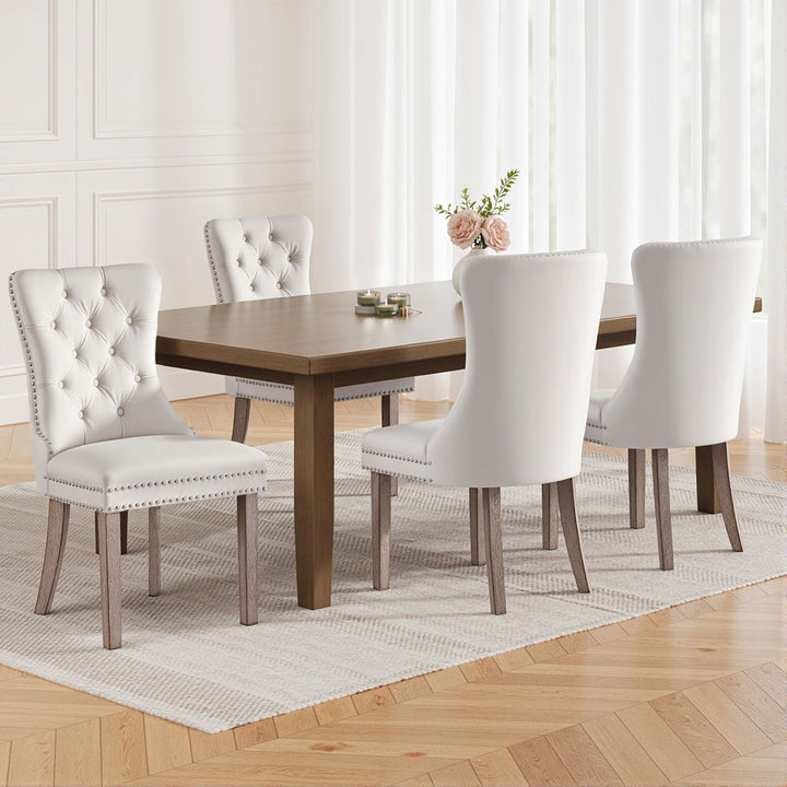 Artiss Velvet Fabric Kitchen Dining Chairs Tufted (Set of 4) Cream