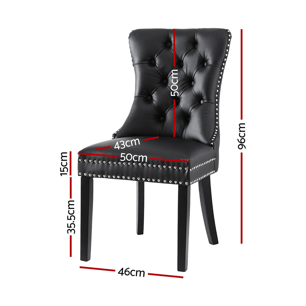 Artiss Leather Kitchen Dining Chairs Tufted (Set of 2) Black