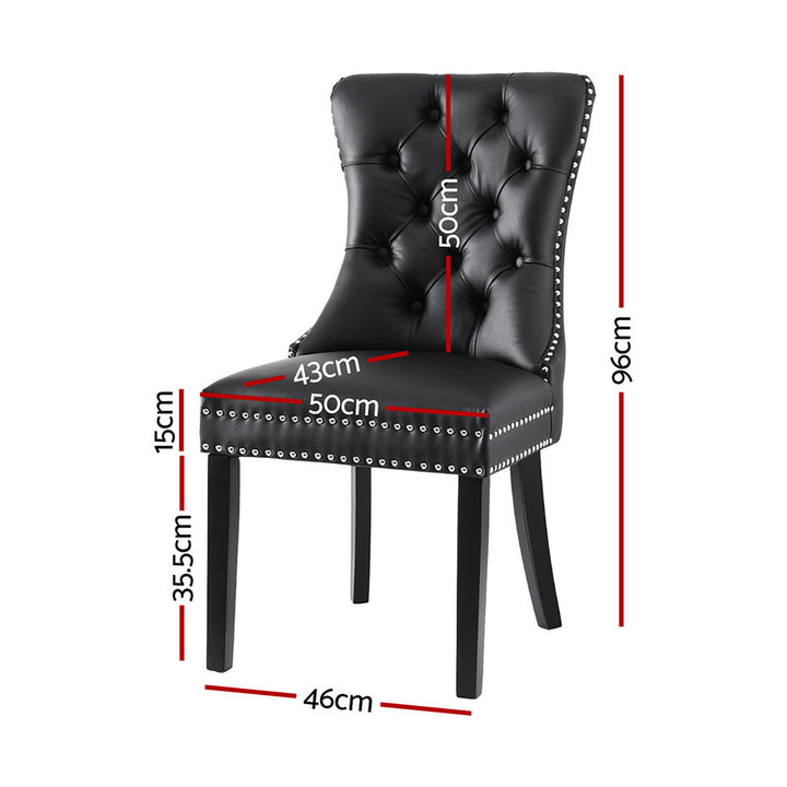 Artiss Leather Kitchen Dining Chairs Tufted (Set of 2) Black