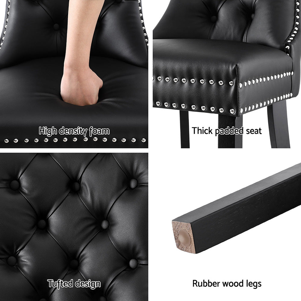 Artiss Leather Kitchen Dining Chairs Tufted (Set of 2) Black