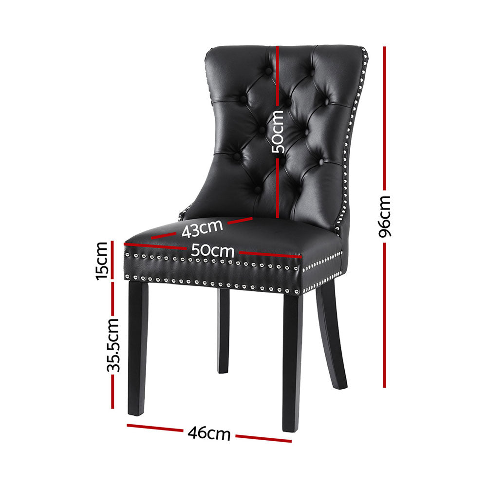 Artiss Leather Kitchen Dining Chairs Tufted (Set of 4) Black