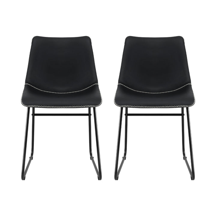 Artiss Leather Kitchen Dining Chairs Retro (Set of 2) Black