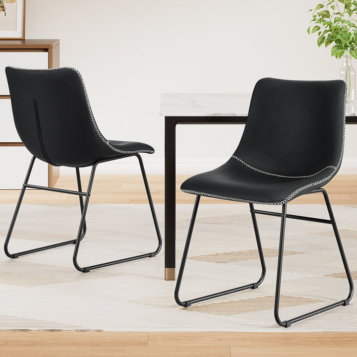 Artiss Leather Kitchen Dining Chairs Retro (Set of 2) Black