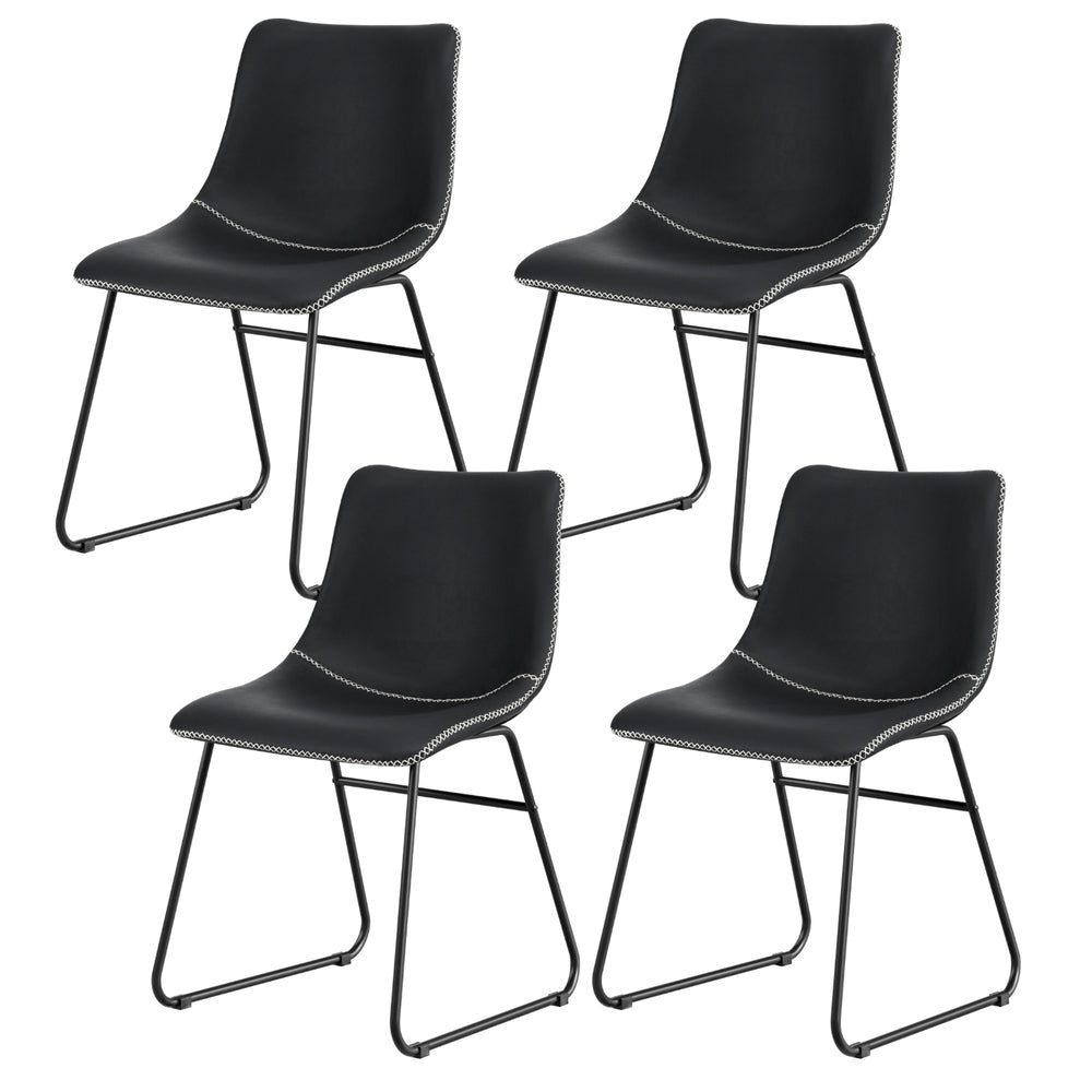 Artiss Leather Kitchen Dining Chairs Retro (Set of 4) Black