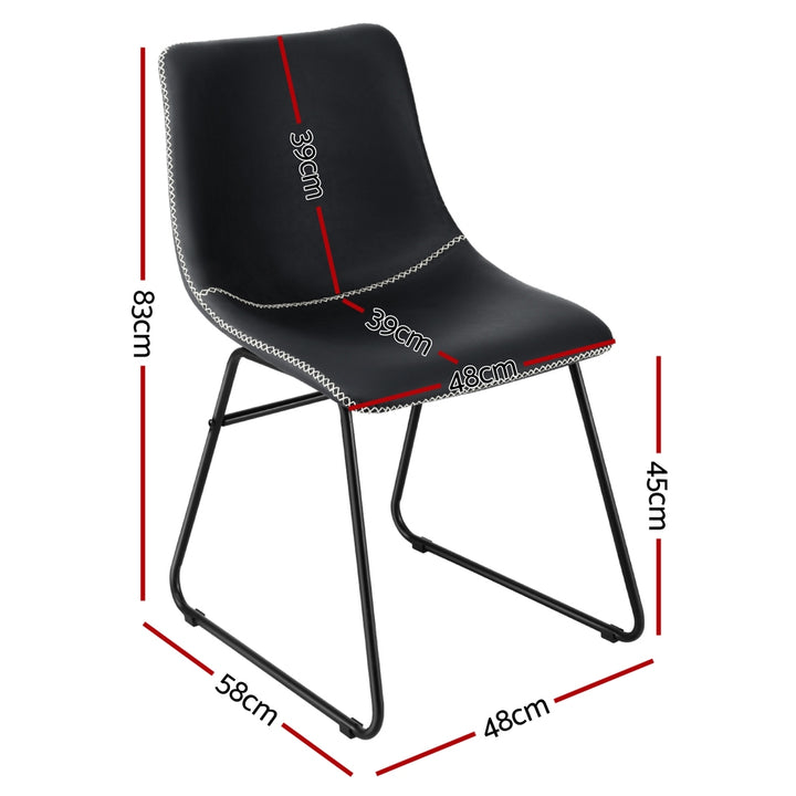 Artiss Leather Kitchen Dining Chairs Retro (Set of 4) Black