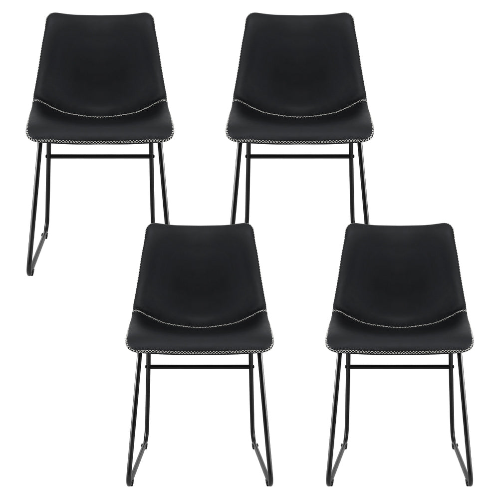 Artiss Leather Kitchen Dining Chairs Retro (Set of 4) Black