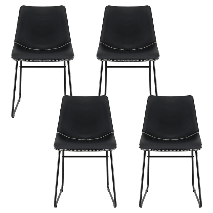 Artiss Leather Kitchen Dining Chairs Retro (Set of 4) Black
