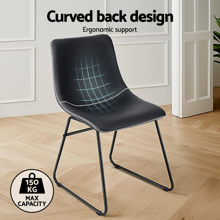 Artiss Leather Kitchen Dining Chairs Retro (Set of 4) Black