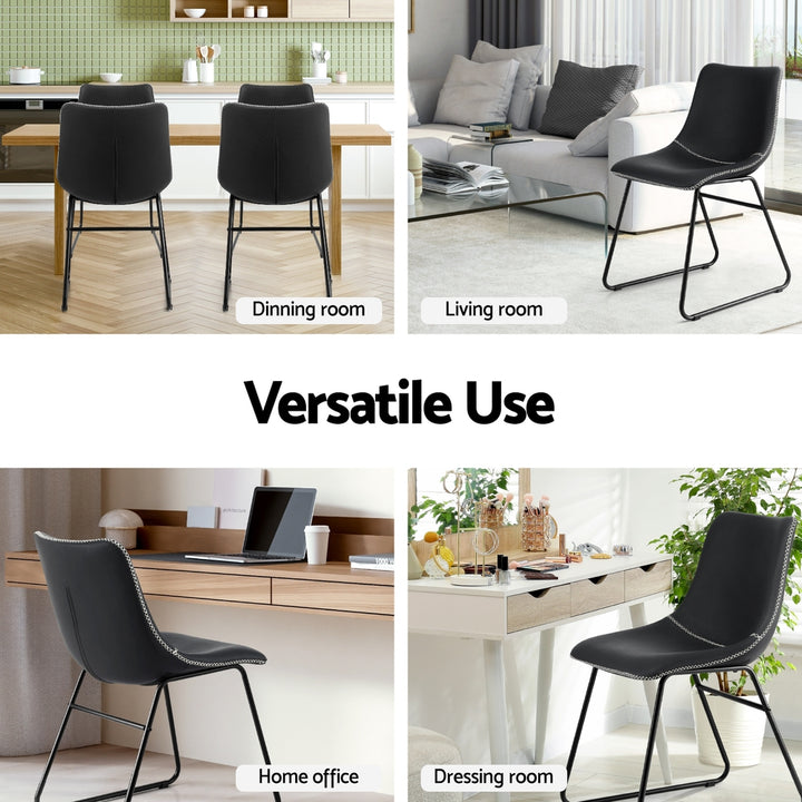 Artiss Leather Kitchen Dining Chairs Retro (Set of 4) Black