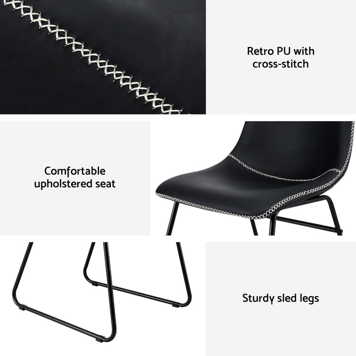 Artiss Leather Kitchen Dining Chairs Retro (Set of 4) Black