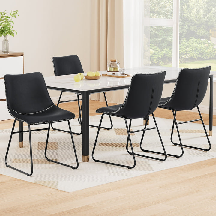 Artiss Leather Kitchen Dining Chairs Retro (Set of 4) Black