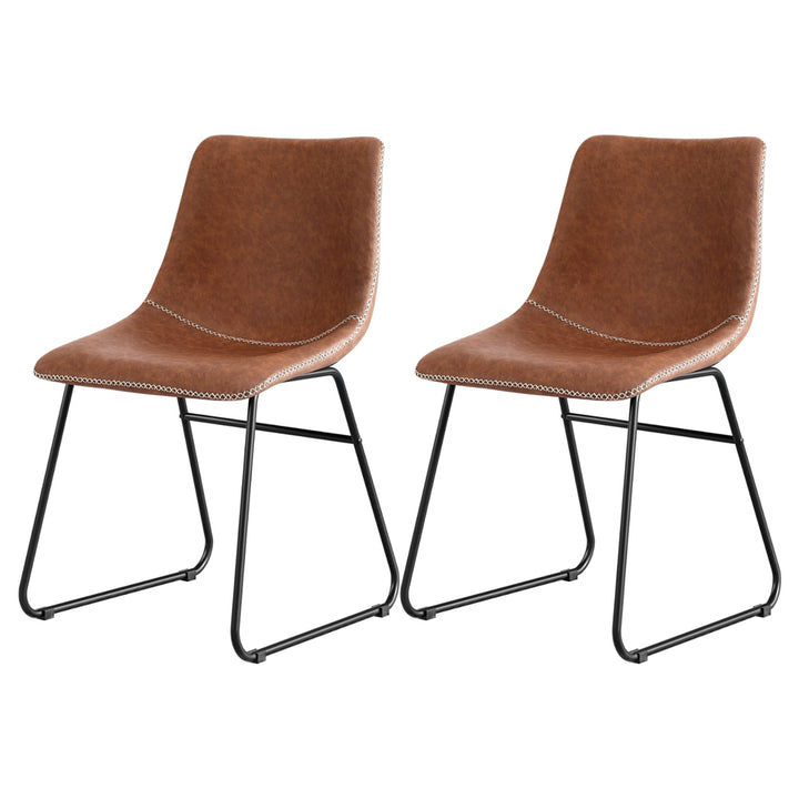 Artiss Leather Kitchen Dining Chairs Retro (Set of 2) Tan