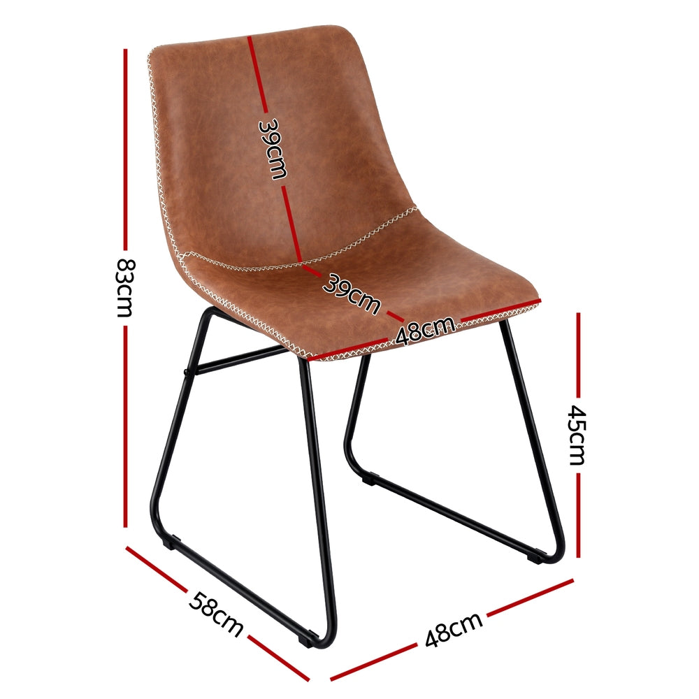 Artiss Leather Kitchen Dining Chairs Retro (Set of 2) Tan
