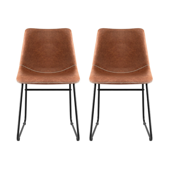 Artiss Leather Kitchen Dining Chairs Retro (Set of 2) Tan