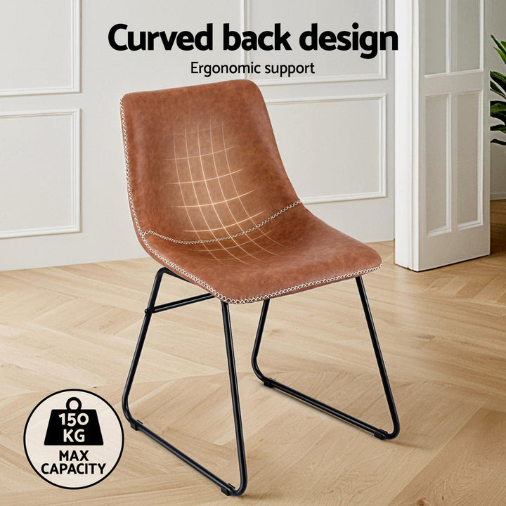 Artiss Leather Kitchen Dining Chairs Retro (Set of 2) Tan