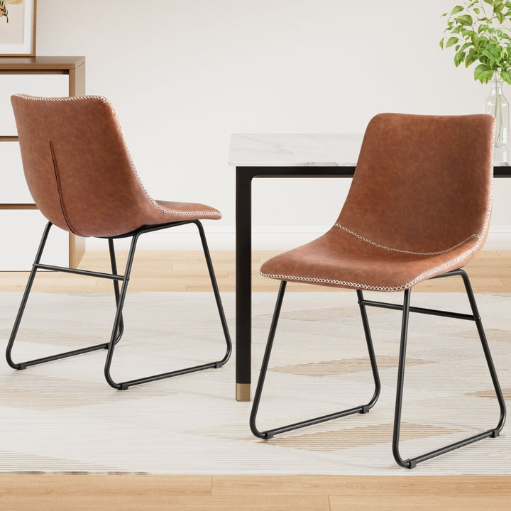 Artiss Leather Kitchen Dining Chairs Retro (Set of 2) Tan