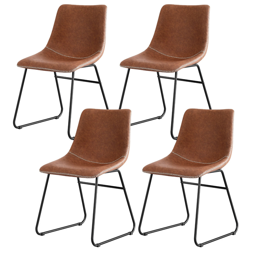 Artiss Leather Kitchen Dining Chairs Retro (Set of 4) Tan