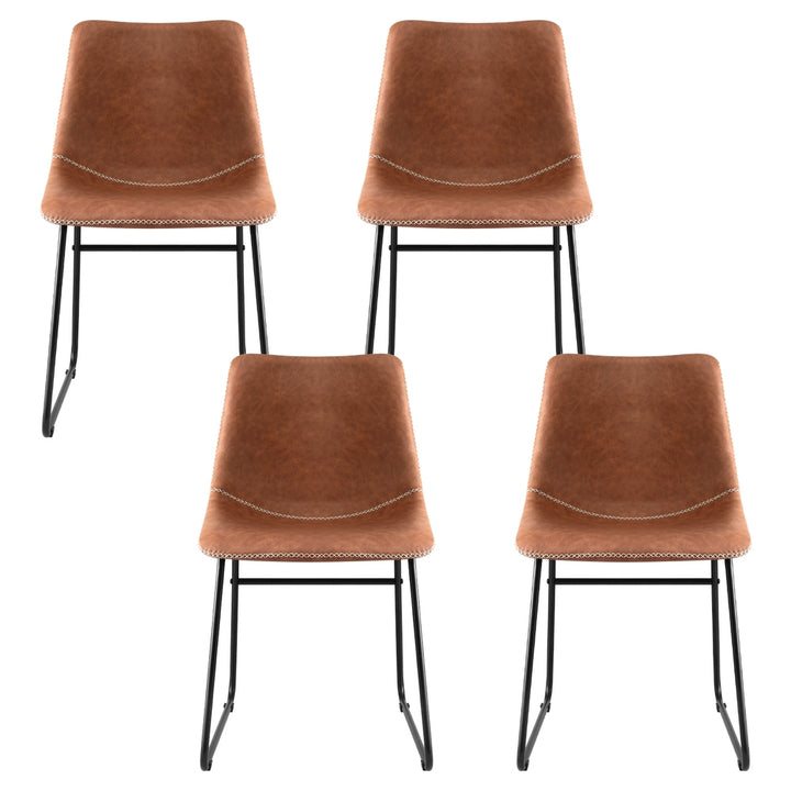 Artiss Leather Kitchen Dining Chairs Retro (Set of 4) Tan