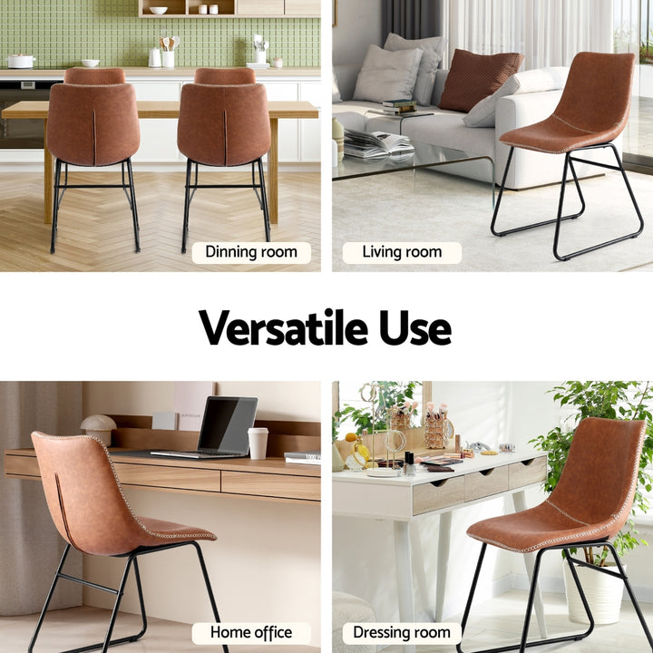 Artiss Leather Kitchen Dining Chairs Retro (Set of 4) Tan