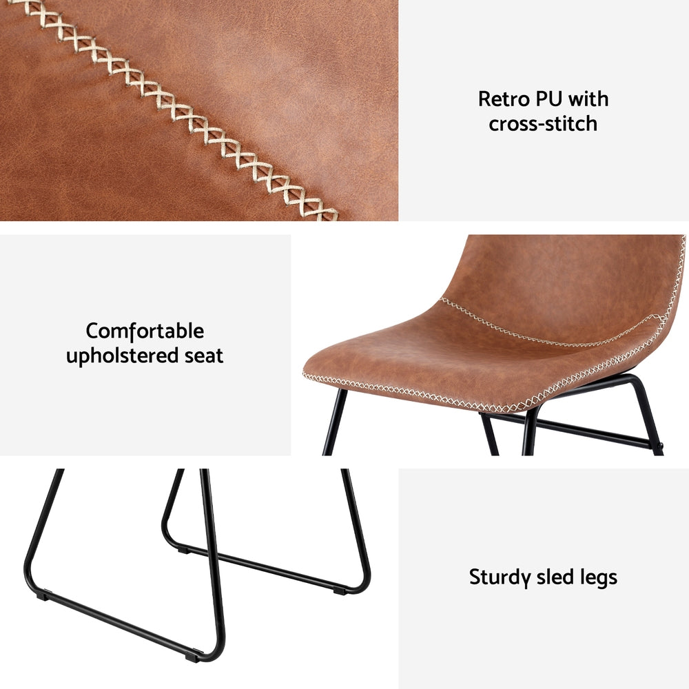 Artiss Leather Kitchen Dining Chairs Retro (Set of 4) Tan