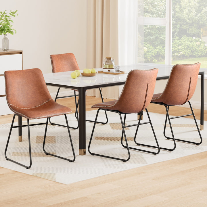 Artiss Leather Kitchen Dining Chairs Retro (Set of 4) Tan