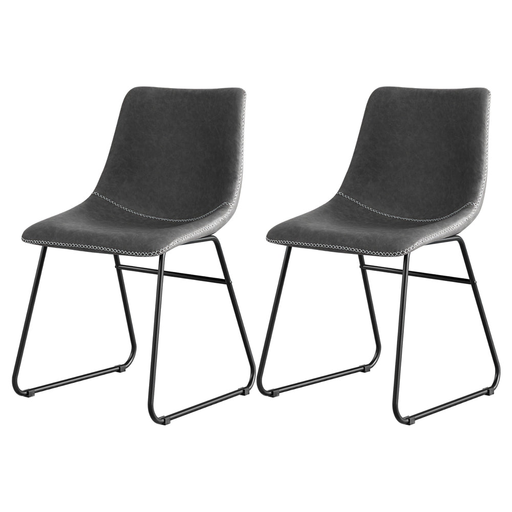 Artiss Leather Kitchen Dining Chairs Retro (Set of 2) Charcoal