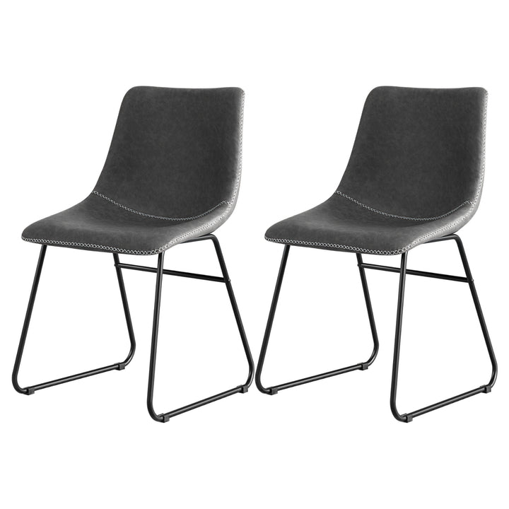 Artiss Leather Kitchen Dining Chairs Retro (Set of 2) Charcoal