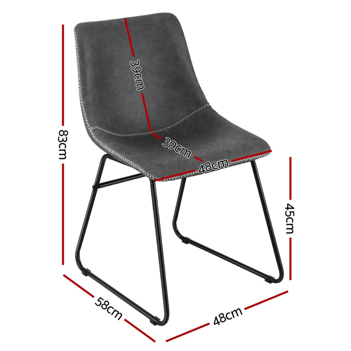 Artiss Leather Kitchen Dining Chairs Retro (Set of 2) Charcoal
