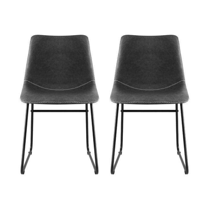 Artiss Leather Kitchen Dining Chairs Retro (Set of 2) Charcoal