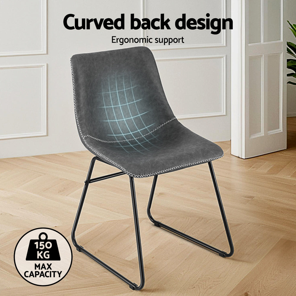 Artiss Leather Kitchen Dining Chairs Retro (Set of 2) Charcoal