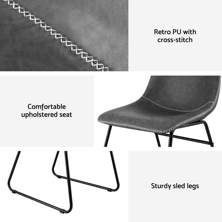 Artiss Leather Kitchen Dining Chairs Retro (Set of 2) Charcoal