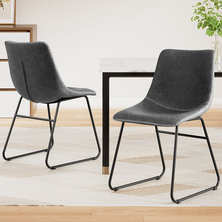 Artiss Leather Kitchen Dining Chairs Retro (Set of 2) Charcoal