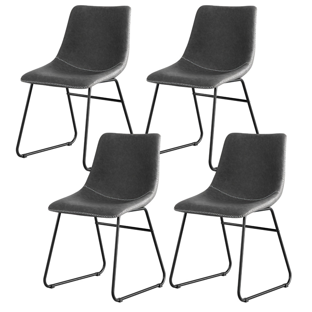 Artiss Leather Kitchen Dining Chairs Retro (Set of 4) Charcoal