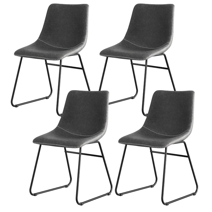 Artiss Leather Kitchen Dining Chairs Retro (Set of 4) Charcoal