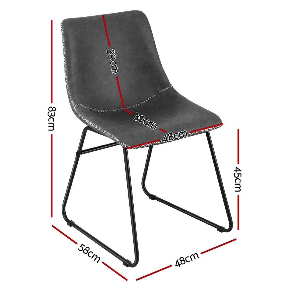 Artiss Leather Kitchen Dining Chairs Retro (Set of 4) Charcoal