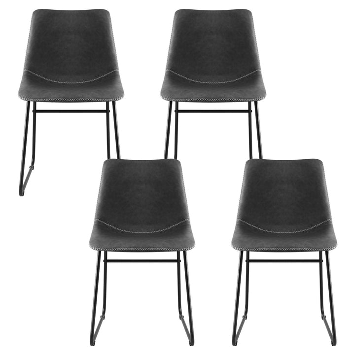 Artiss Leather Kitchen Dining Chairs Retro (Set of 4) Charcoal