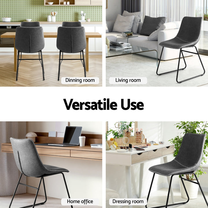 Artiss Leather Kitchen Dining Chairs Retro (Set of 4) Charcoal