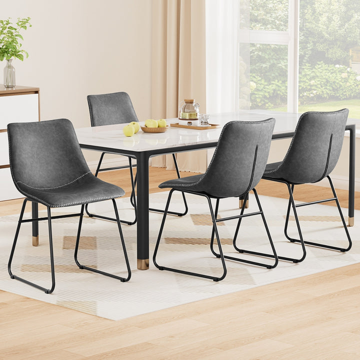 Artiss Leather Kitchen Dining Chairs Retro (Set of 4) Charcoal