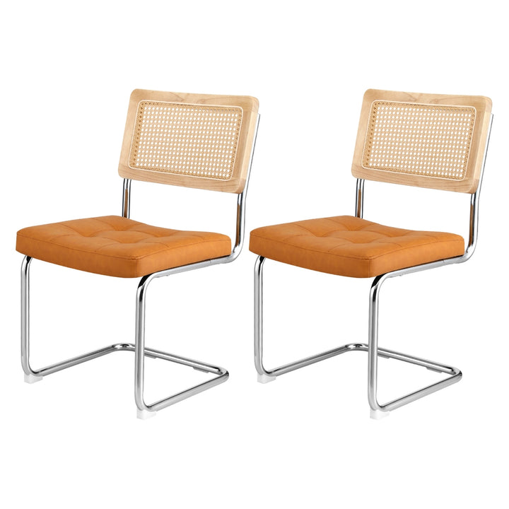 Artiss Rattan Kitchen Dining Chairs Cantilever (Set of 2) Brown