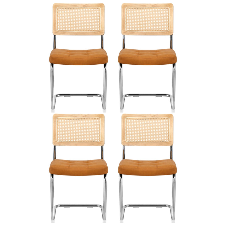 Artiss Rattan Kitchen Dining Chairs Cantilever (Set of 4) Brown